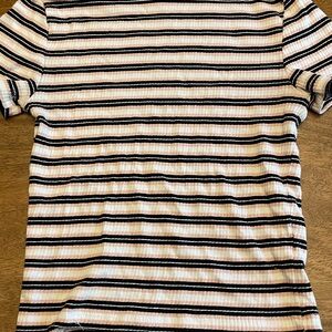 H&M Black and White Striped Short Sleeve Tee
